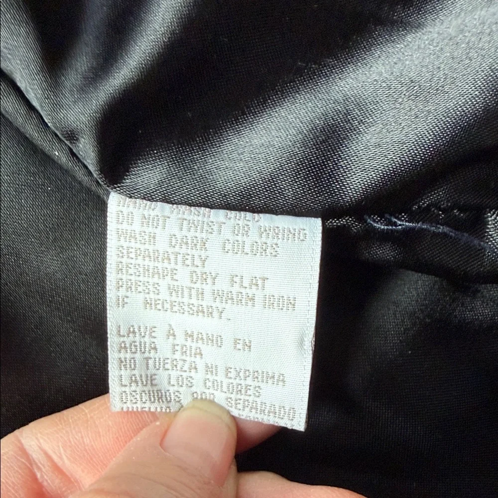 Jones New York Black Velvet Quilted Pea Coat with Gold Buttons Size PL‎